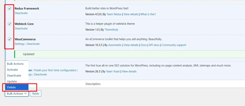 deleting unnecessary plugin and theme