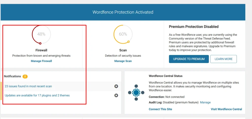 malware scan through wordfence