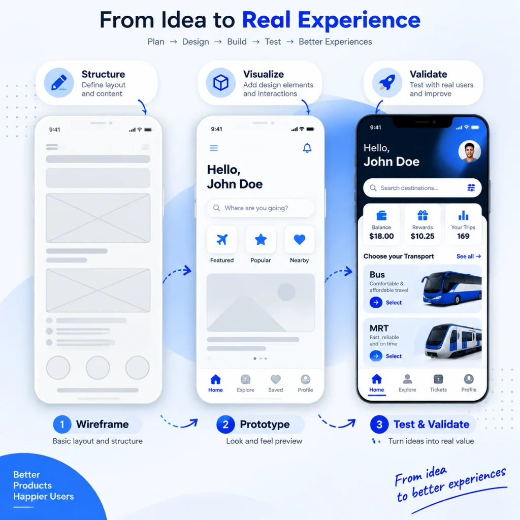 Create UX wireframes and test user journeys