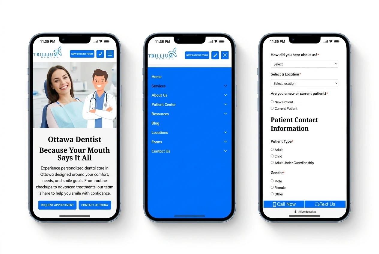 Trillium Dental mobile website design